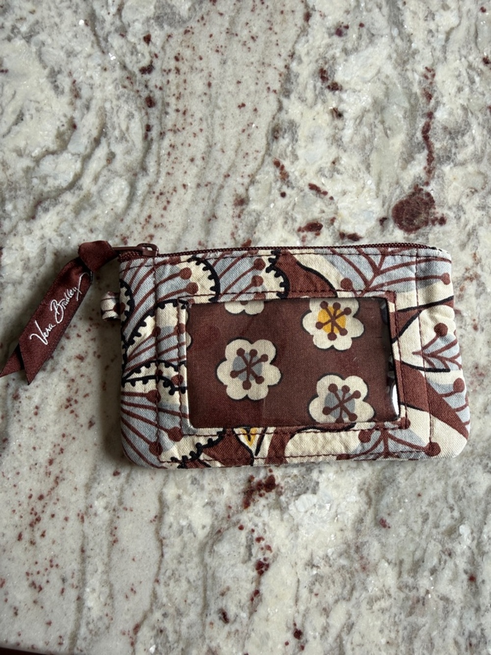 Vera Bradley Slate Bloom Zip ID Coin Purse